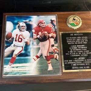 Vintage Football Plaque with Red and Gold Accents